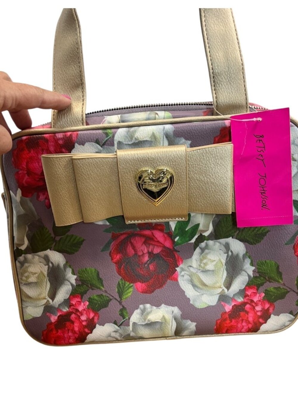 Betsey Johnson cosmetic bag set, NWT, floral, bow, makeup,travel, zip